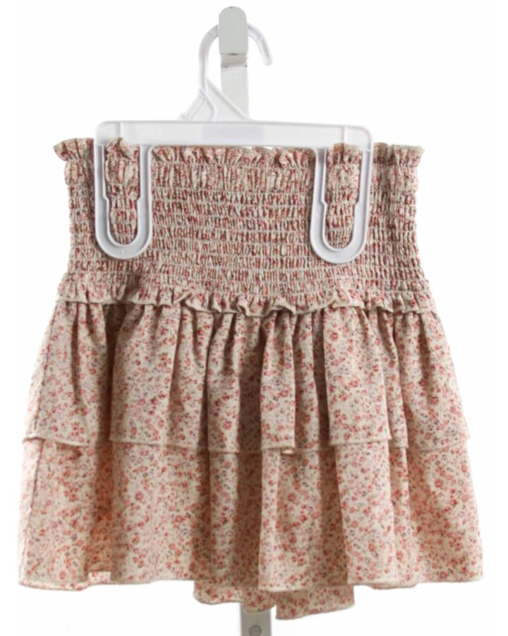 KATIEJNYC  PINK  FLORAL SMOCKED SKIRT