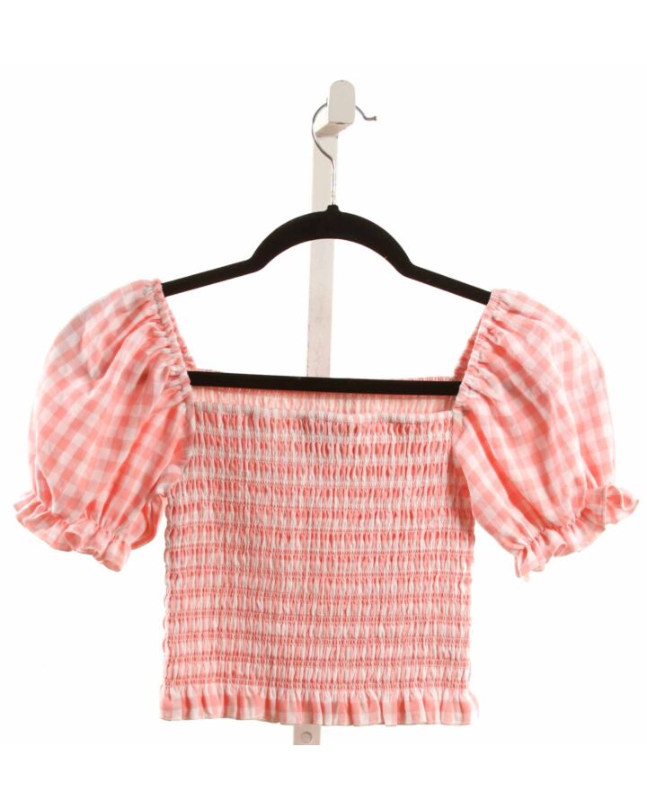 KATIEJNYC  PINK  GINGHAM SMOCKED SHIRT-SS