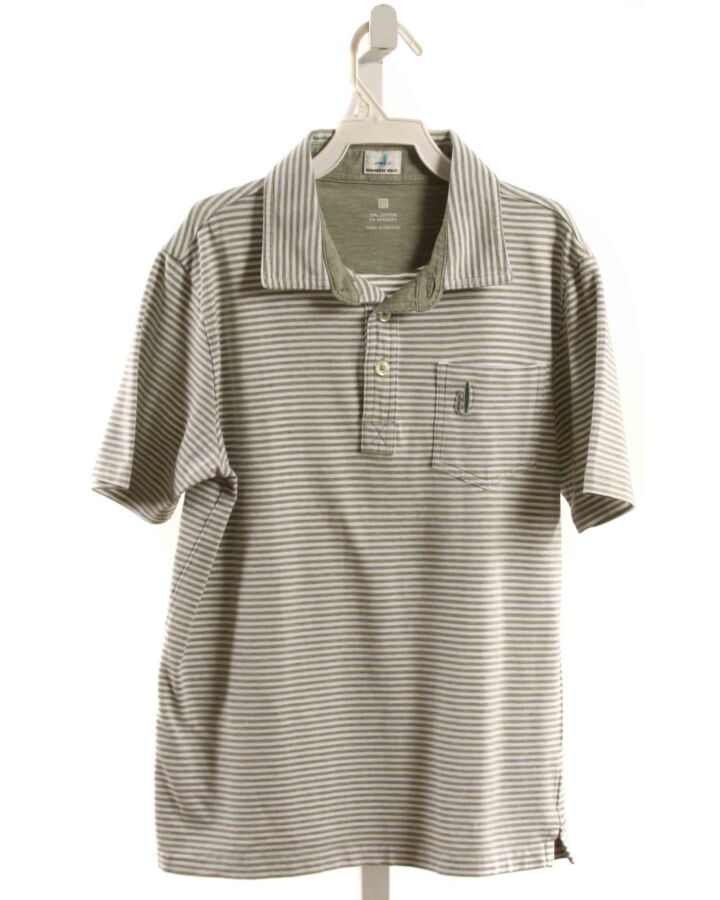 JOHNNIE-O  LT GREEN  STRIPED  KNIT SS SHIRT