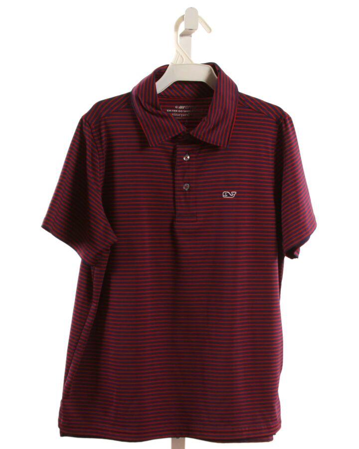 VINEYARD VINES  RED  STRIPED  KNIT SS SHIRT