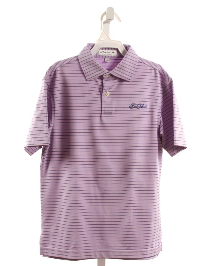 PETER MILLAR  LAVENDER  STRIPED  KNIT SS SHIRT