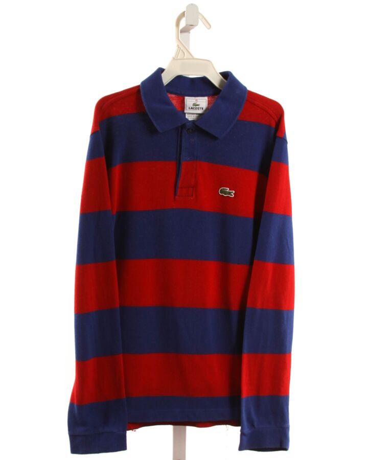 LACOSTE  BLUE  STRIPED  KNIT LS SHIRT