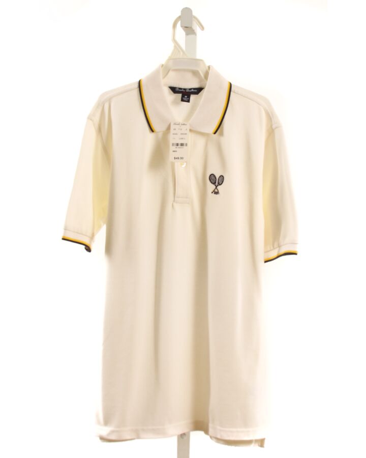 BROOKS BROTHERS  IVORY PIQUE  EMBROIDERED KNIT SS SHIRT