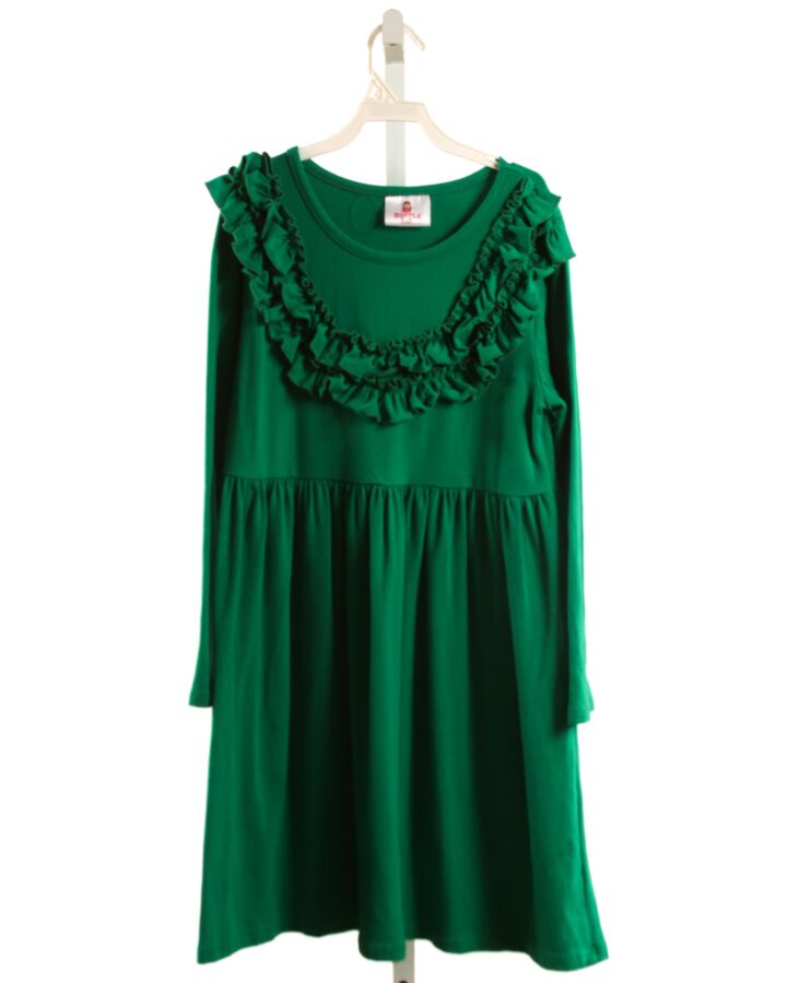 RUFFLE GIRL  GREEN    KNIT DRESS