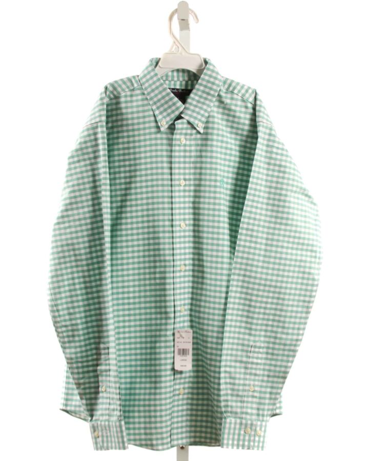 BROOKS BROTHERS  MINT  GINGHAM  DRESS SHIRT