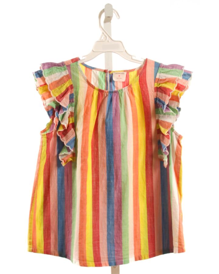 CREWCUTS  MULTI-COLOR  STRIPED  SLEEVELESS SHIRT WITH RUFFLE