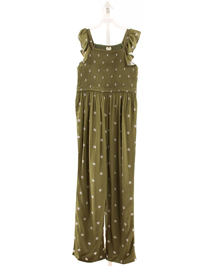 CREWCUTS  GREEN  FLORAL SMOCKED ROMPER