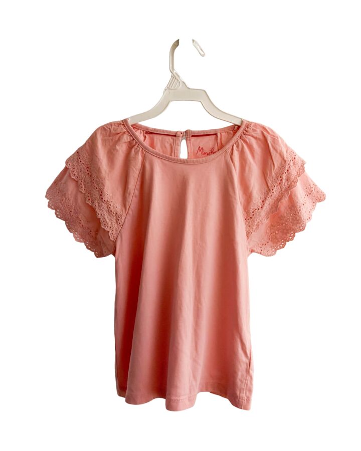 MINI BODEN  PINK    KNIT SS SHIRT WITH EYELET TRIM