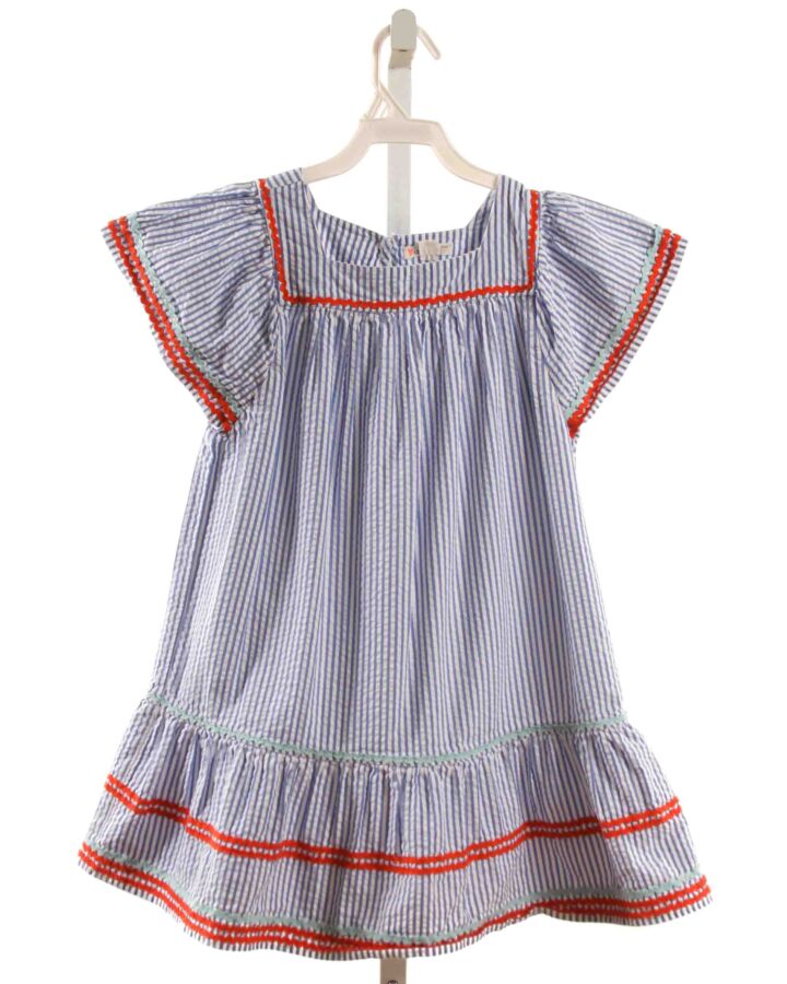 CREWCUTS  BLUE SEERSUCKER STRIPED  DRESS WITH RIC RAC