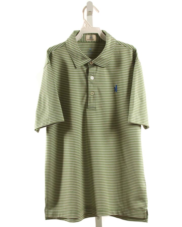 JOHNNIE-O  GREEN  STRIPED  KNIT SS SHIRT