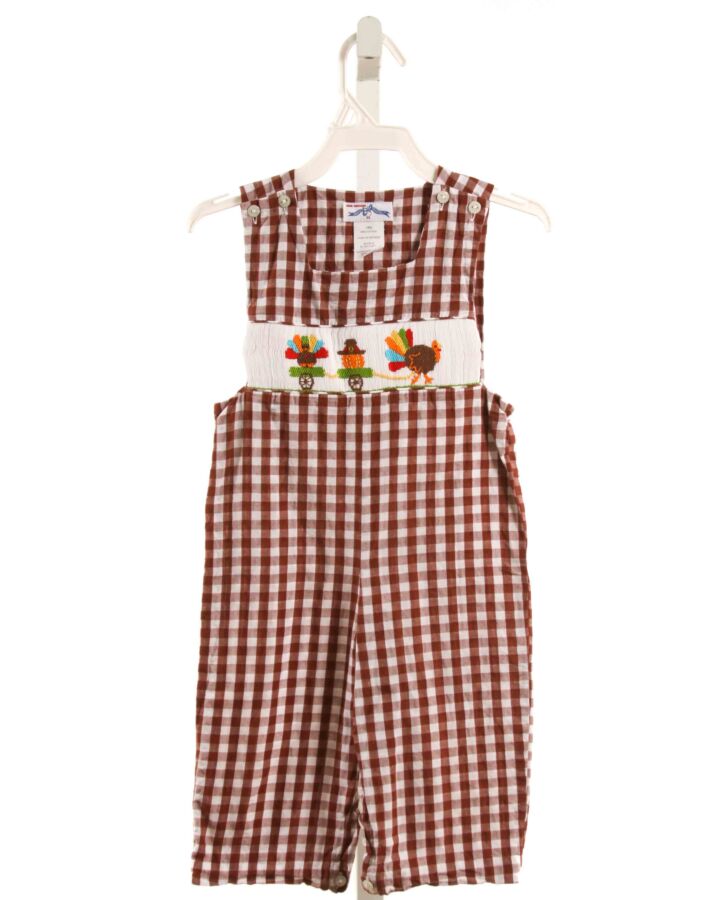 SILLY GOOSE  BROWN  GINGHAM SMOCKED LONGALL