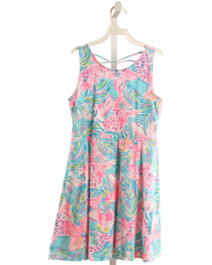 LILLY PULITZER  AQUA  FLORAL  KNIT DRESS