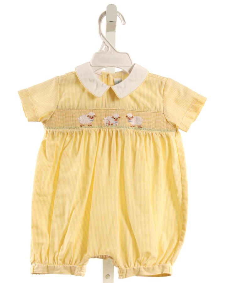 COLLECTION BEBE  YELLOW  STRIPED SMOCKED SHORTALL
