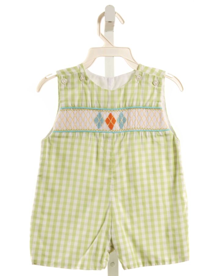 LE ZA ME  LT GREEN  GINGHAM SMOCKED JON JON