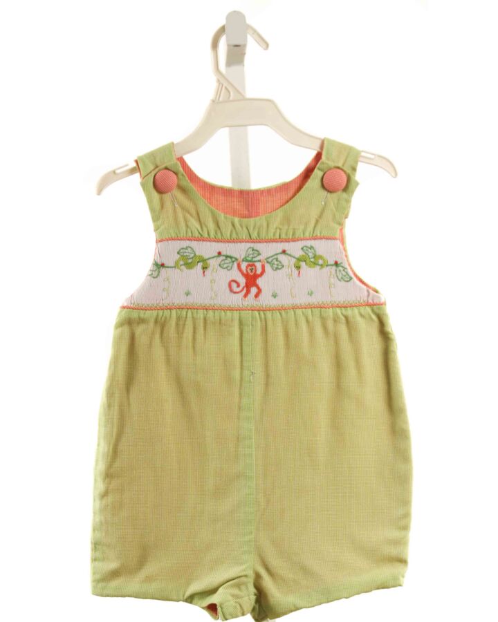 BEAUX ET BELLES  LIME GREEN  MICROCHECK SMOCKED JON JON