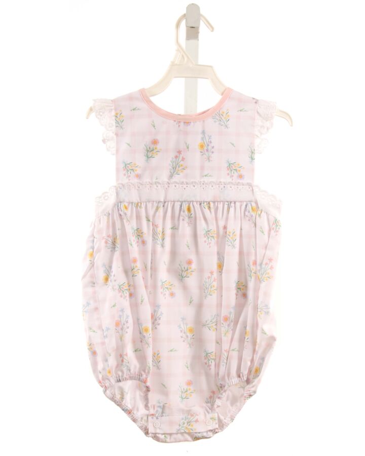 LULLABY SET  LT PINK  FLORAL  BUBBLE WITH EYELET TRIM