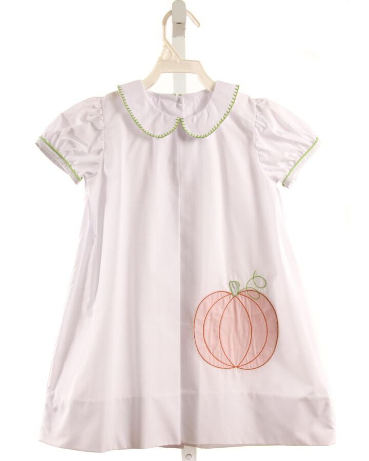 LULLABY SET  WHITE   APPLIQUED DRESS WITH PICOT STITCHING