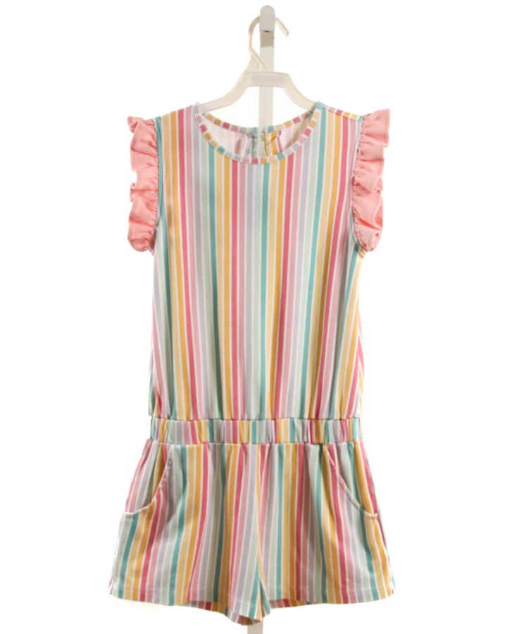 JAMES & LOTTIE  MULTI-COLOR  STRIPED  KNIT ROMPER WITH RUFFLE