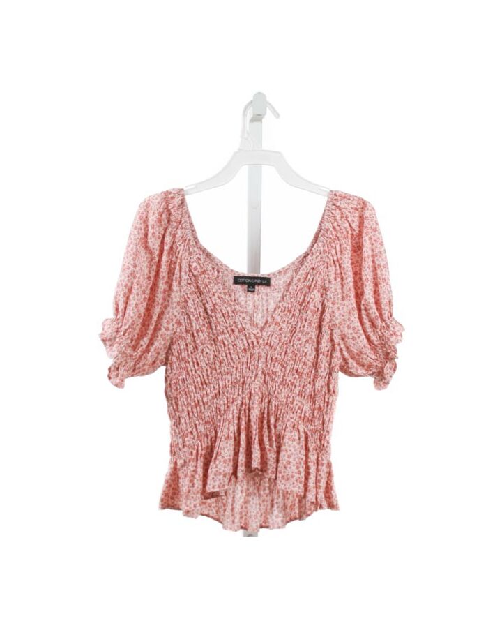 COTTON CANDY LA  PINK  FLORAL  CLOTH SS SHIRT