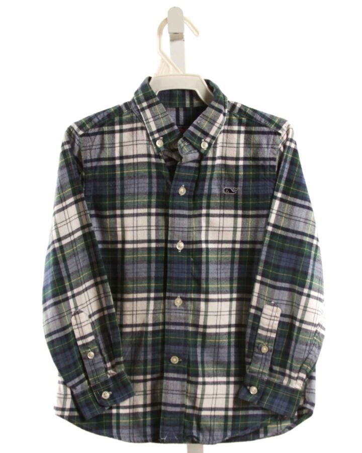 VINEYARD VINES  GREEN FLANNEL PLAID  DRESS SHIRT