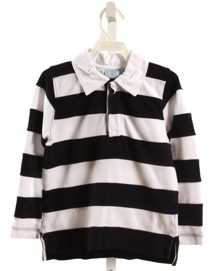 BELLA BLISS  NAVY PIQUE STRIPED  KNIT LS SHIRT