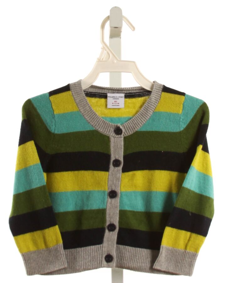 POLARN O. PYRET  GREEN  STRIPED  CARDIGAN