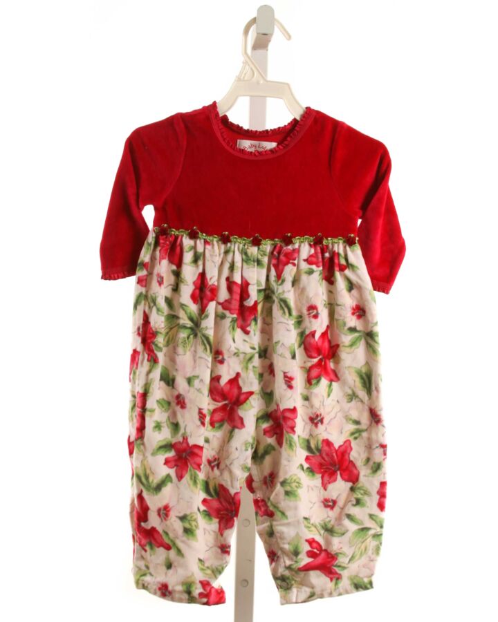 BABY LULU  RED VELVET FLORAL  ROMPER