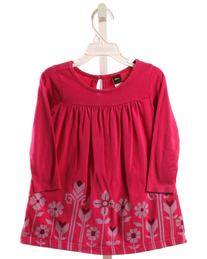 TEA  PINK  FLORAL  KNIT DRESS