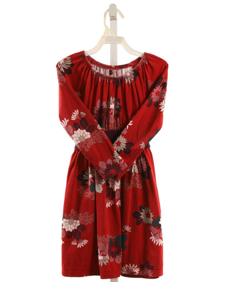 TEA  RED  FLORAL  KNIT DRESS