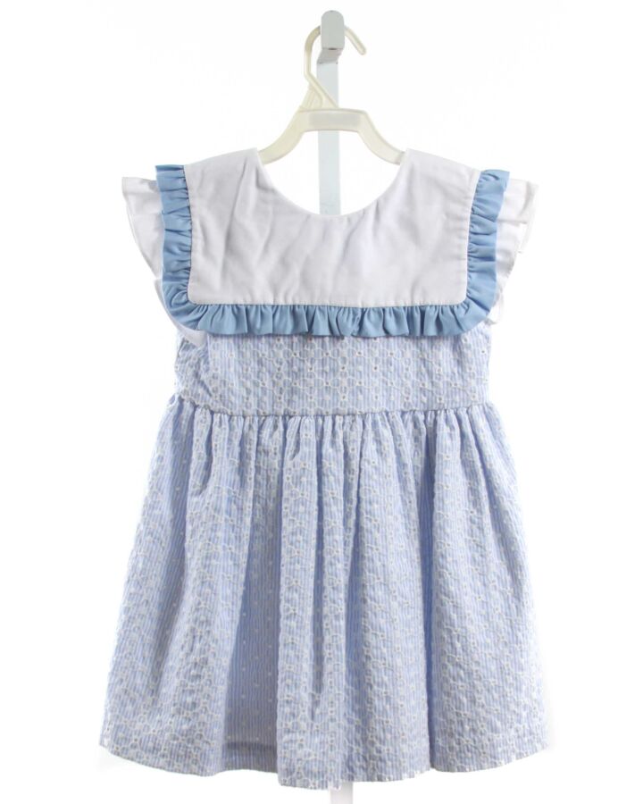 DONDOLO  LT BLUE EYELET   DRESS WITH RUFFLE