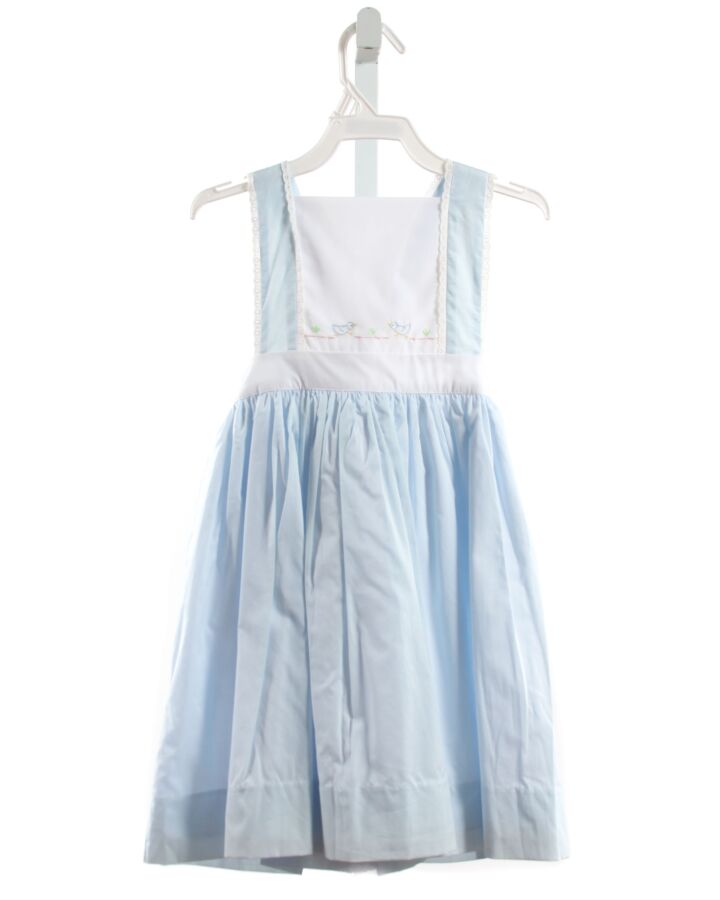 THE PROPER PEONY  LT BLUE   EMBROIDERED DRESS WITH EYELET TRIM