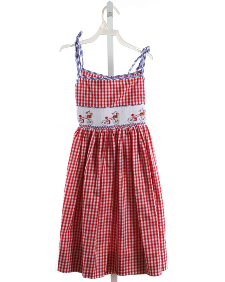 LULU BEBE  RED  GINGHAM SMOCKED DRESS