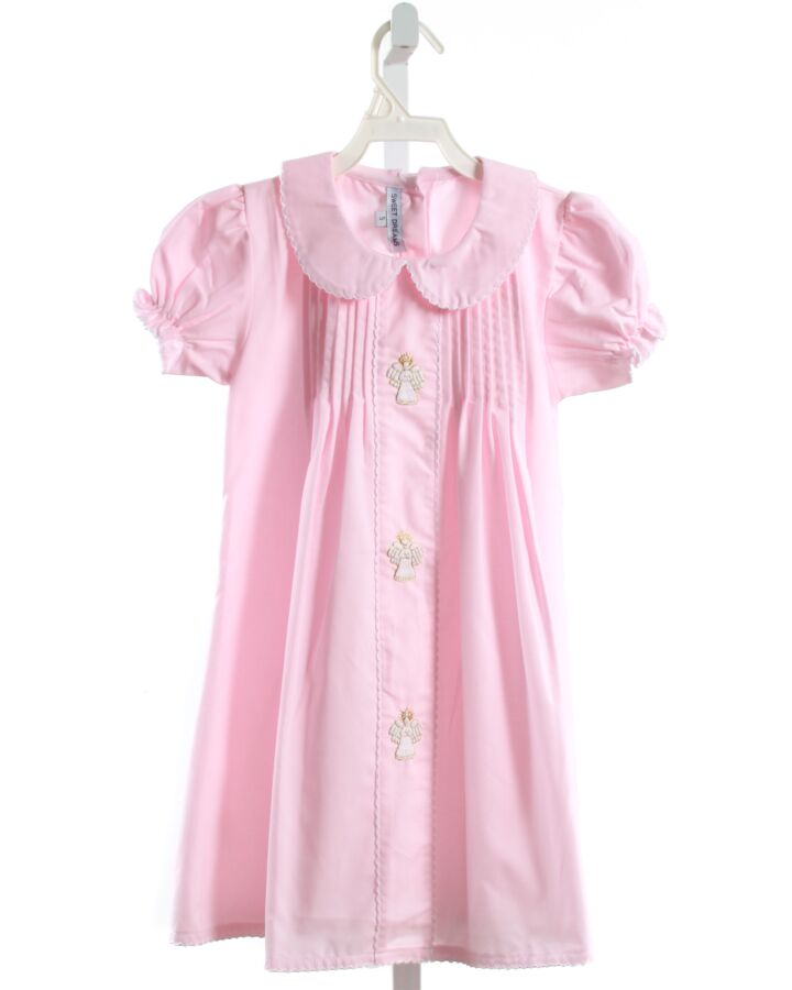 SWEET DREAMS  PINK   EMBROIDERED DRESS WITH PICOT STITCHING