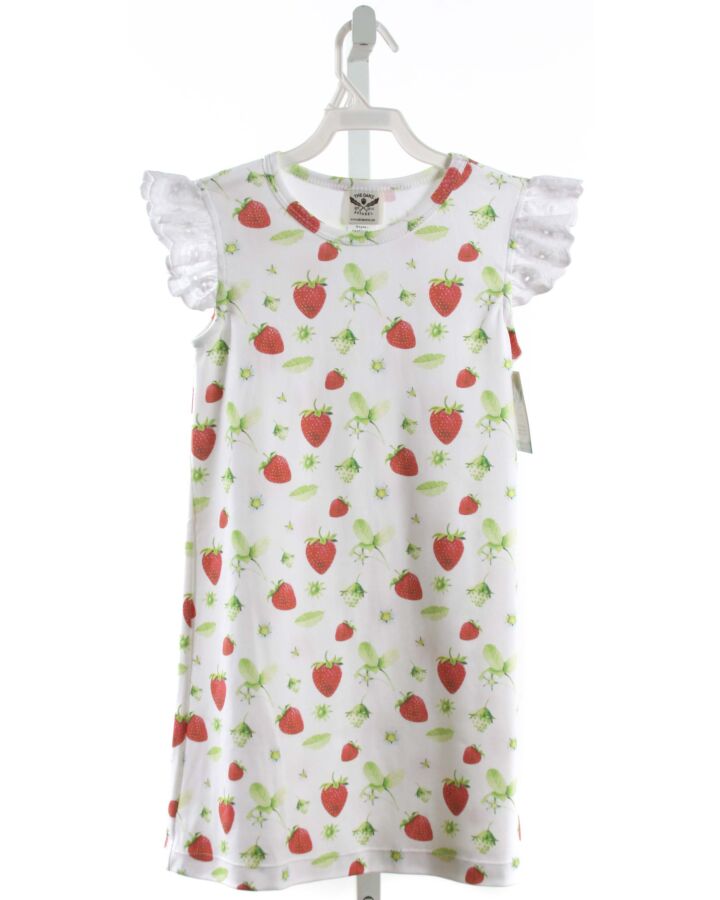 THE OAKS APPAREL   WHITE  FLORAL  KNIT DRESS WITH EYELET TRIM