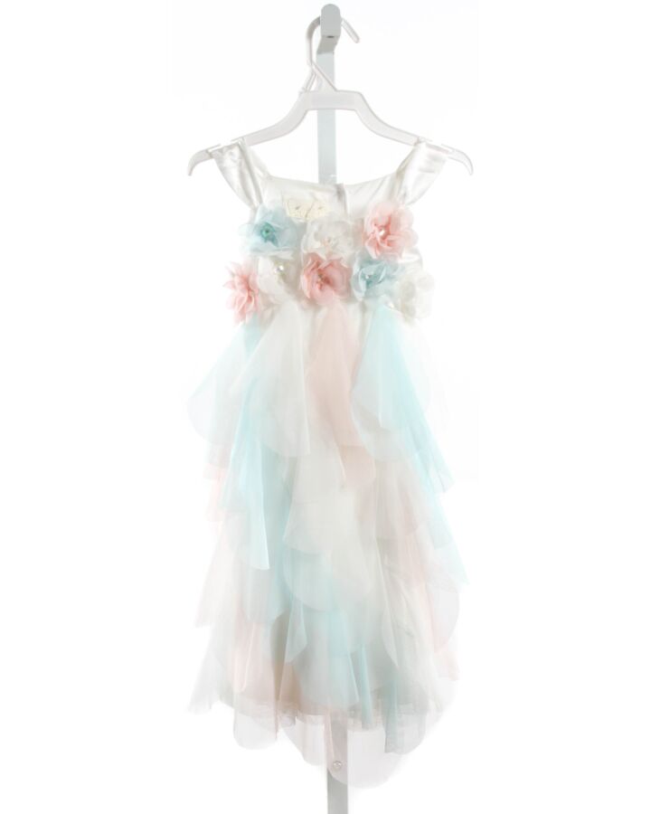 BISCOTTI  MULTI-COLOR TULLE FLORAL APPLIQUED PARTY DRESS