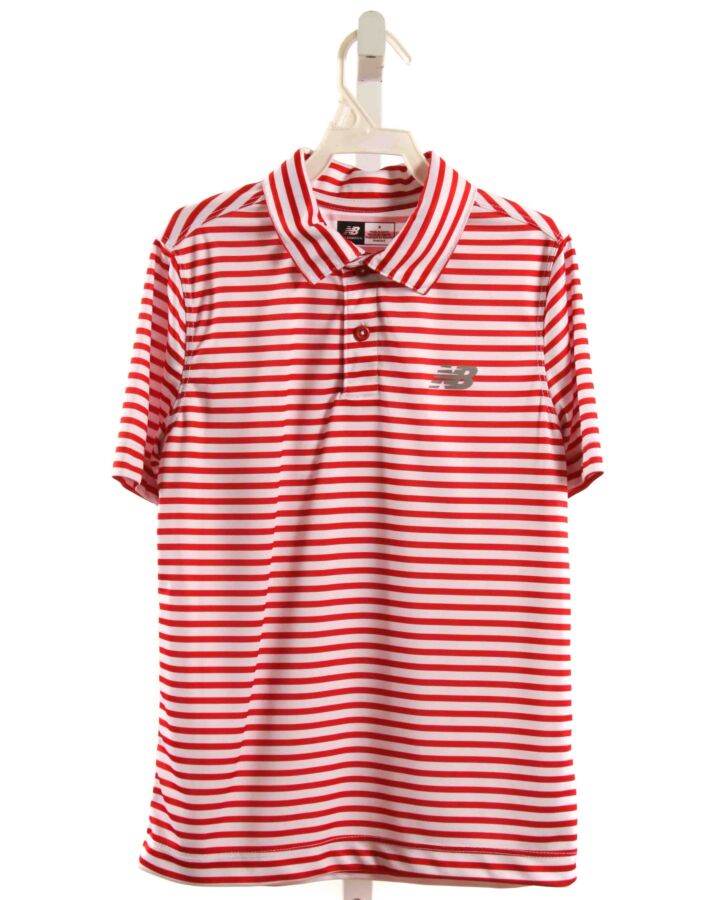 NEW BALANCE  RED  STRIPED  KNIT SS SHIRT