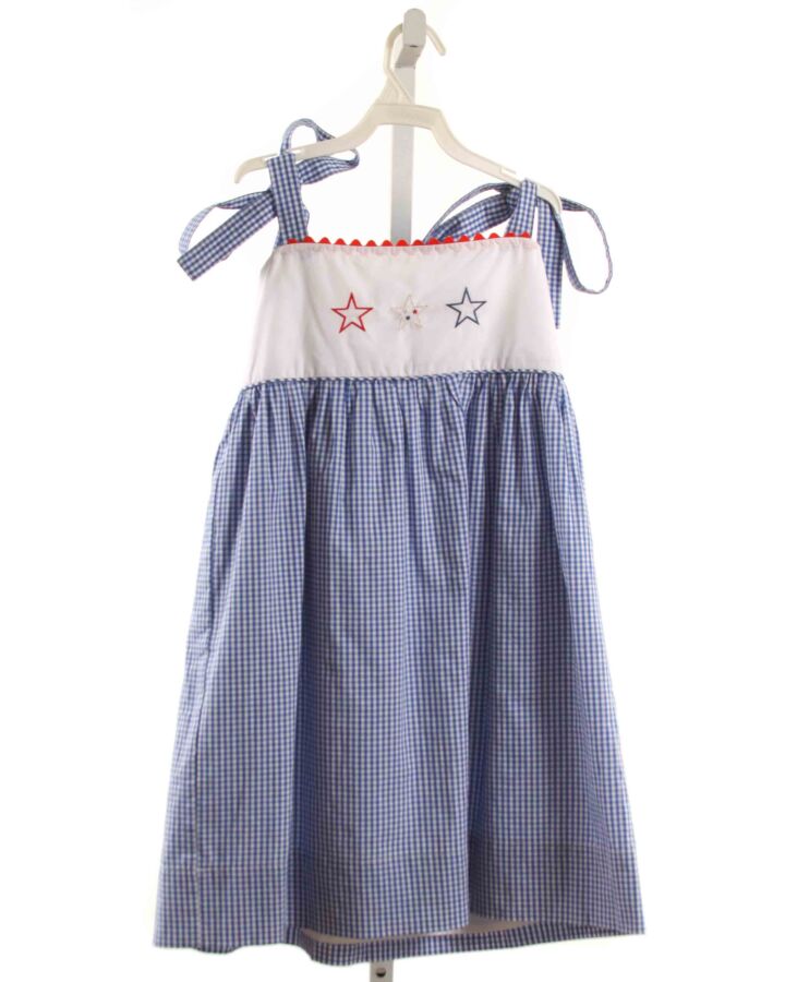 THE YELLOW LAMB  BLUE  GINGHAM EMBROIDERED DRESS