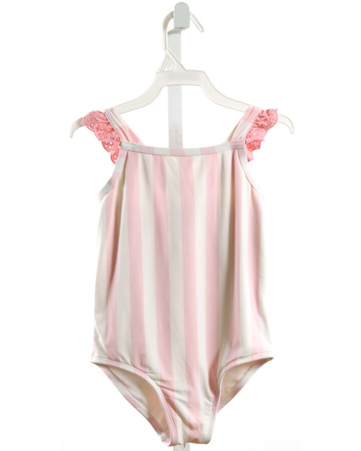 THE BEAUFORT BONNET COMPANY  LT PINK  STRIPED  1-PIECE SWIMSUIT WITH EYELET TRIM