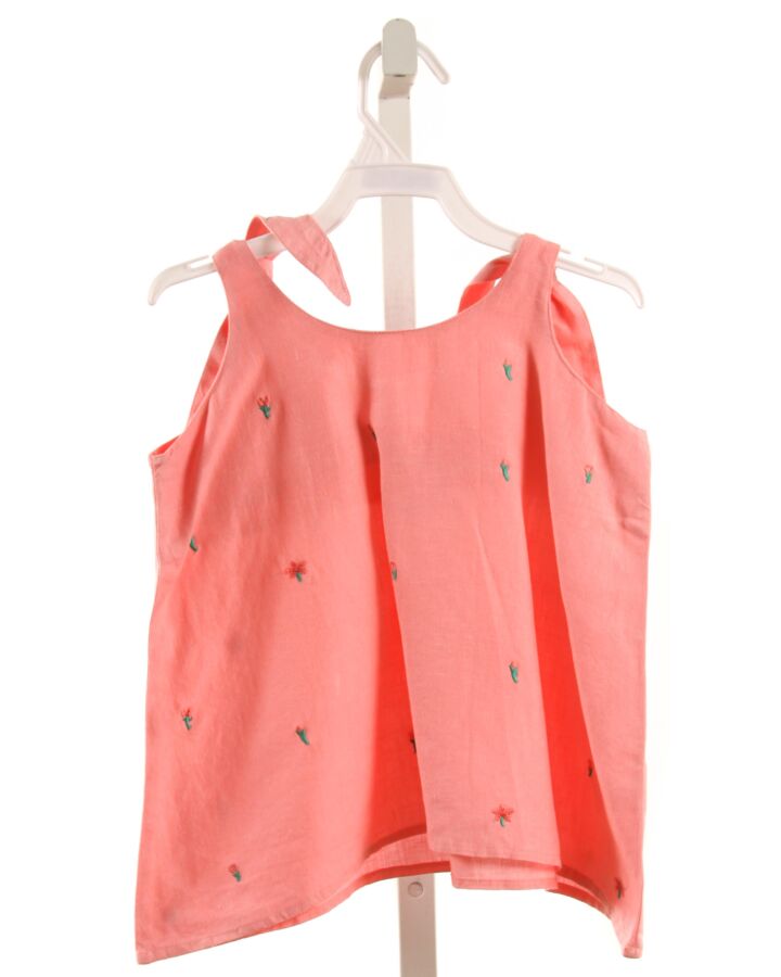 MINNOW  PINK LINEN FLORAL EMBROIDERED SLEEVELESS SHIRT