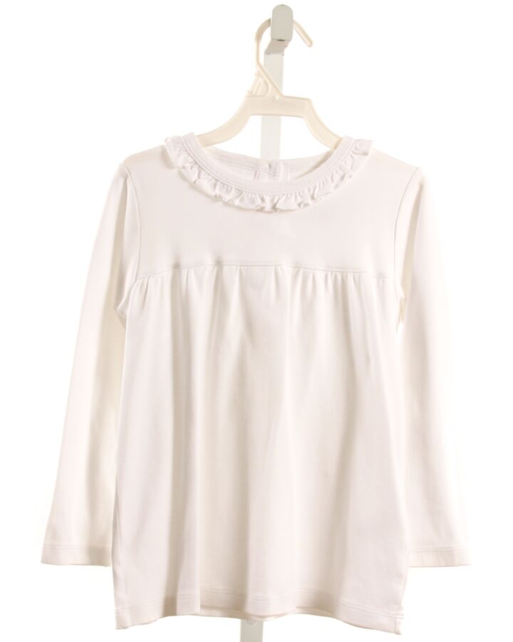 LILA + HAYES  WHITE    KNIT LS SHIRT WITH RUFFLE