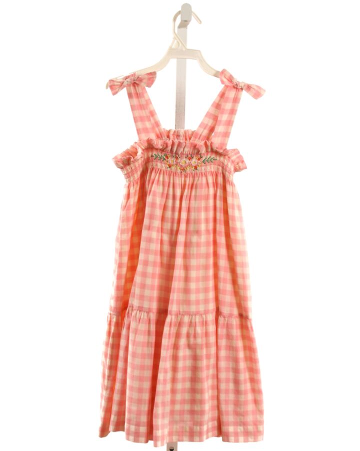 BONTON  PINK  GINGHAM EMBROIDERED DRESS