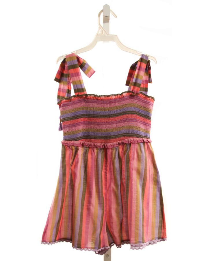 ZIMMERMANN  PINK  STRIPED SMOCKED ROMPER WITH RIC RAC