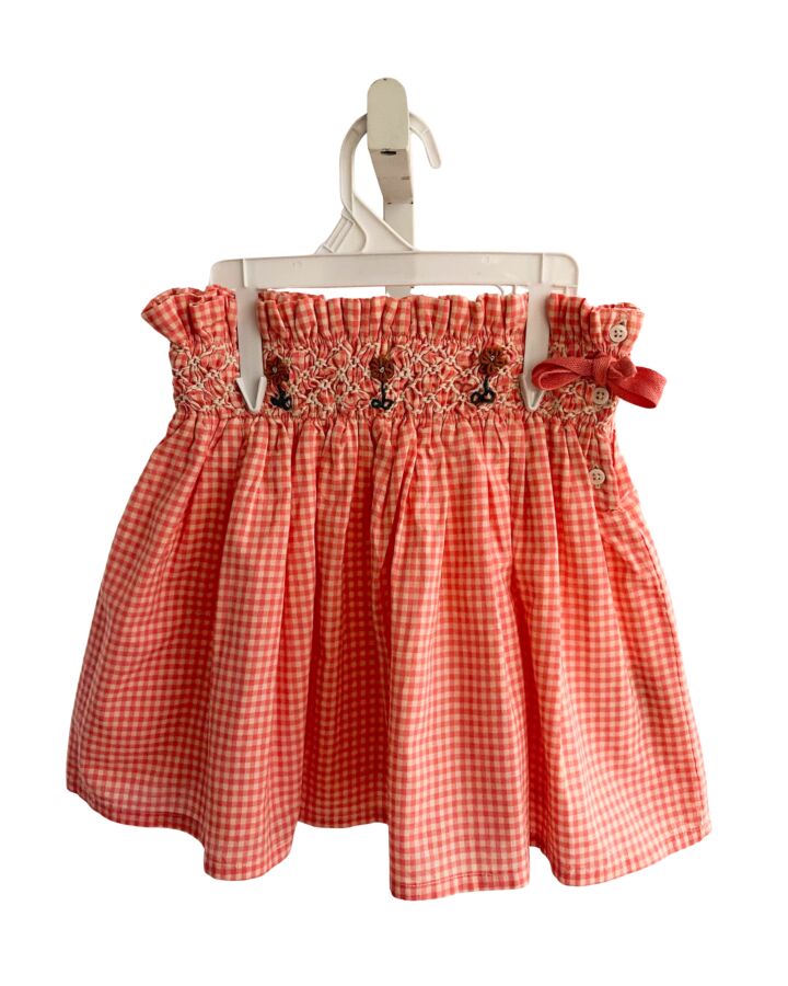 EMILE & IDA  PINK  GINGHAM SMOCKED SKIRT