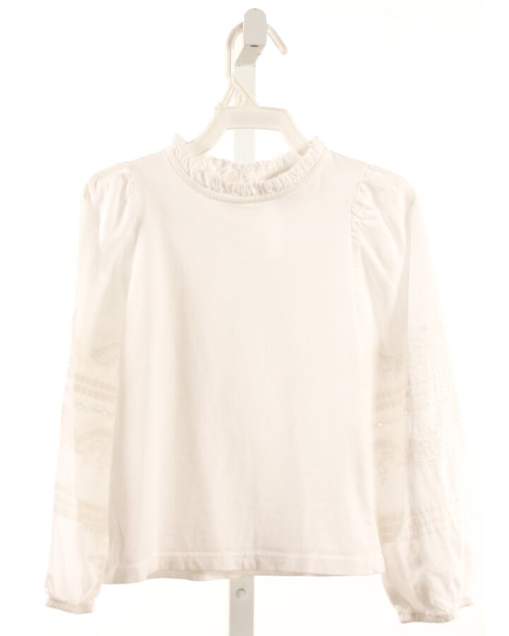 ZARA  WHITE   EMBROIDERED SHIRT-LS WITH EYELET TRIM