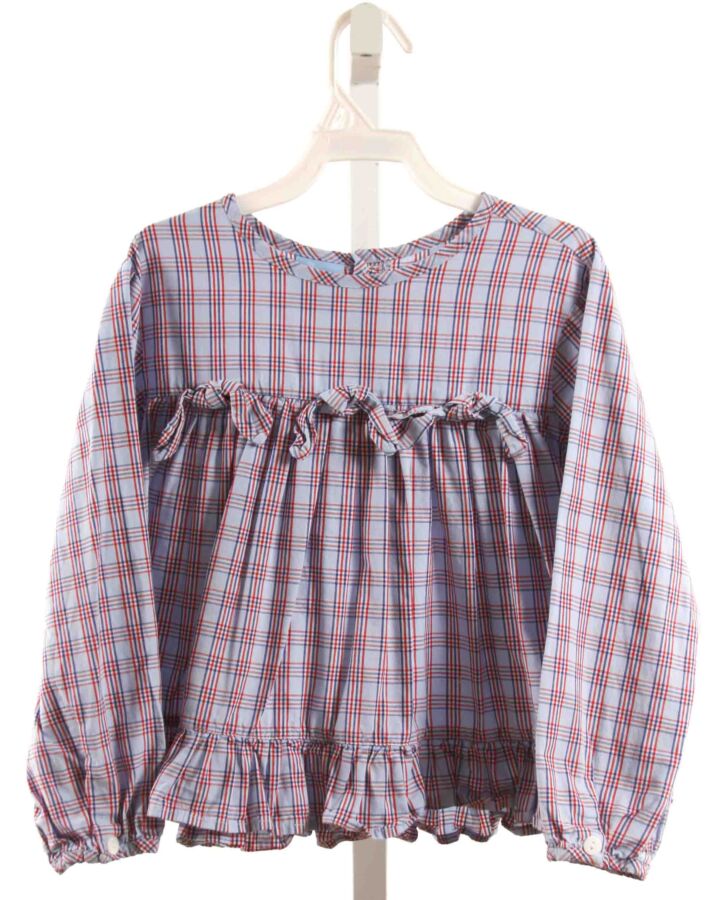 BELLA BLISS  BLUE  PLAID  DRESS SHIRT WITH RUFFLE