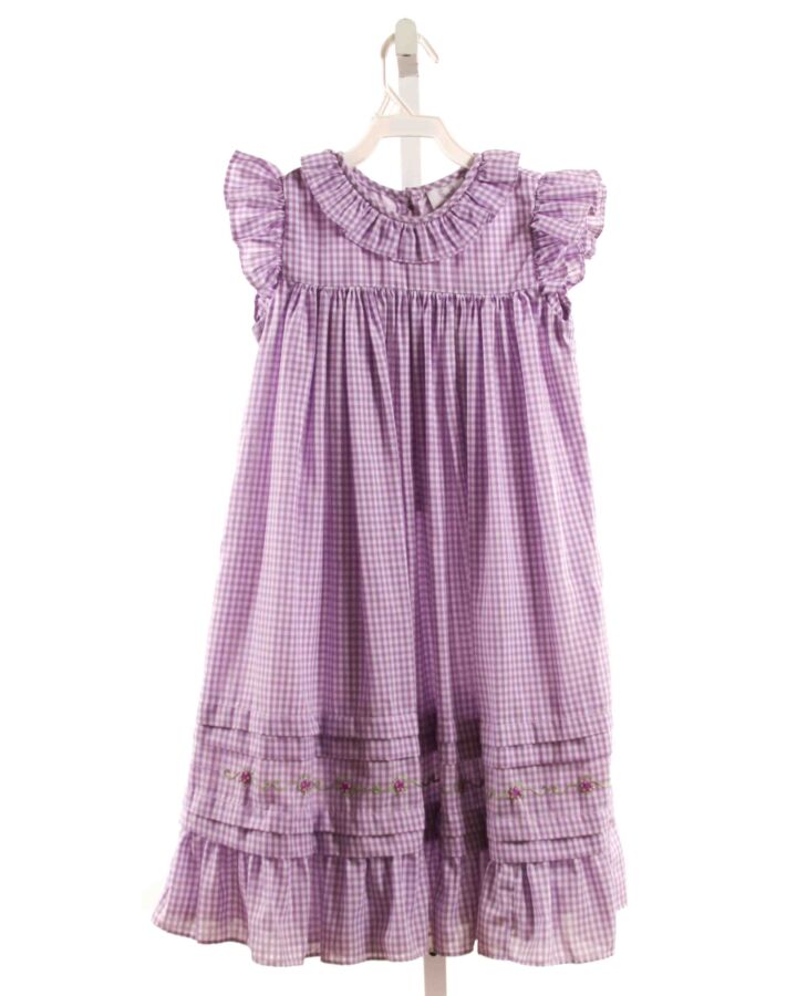 THE PROPER PEONY  LAVENDER  GINGHAM EMBROIDERED DRESS