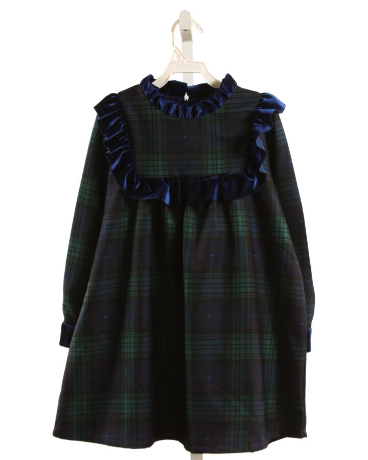 HENRY DUVALL  FOREST GREEN  PLAID  PARTY DRESS WITH RUFFLE