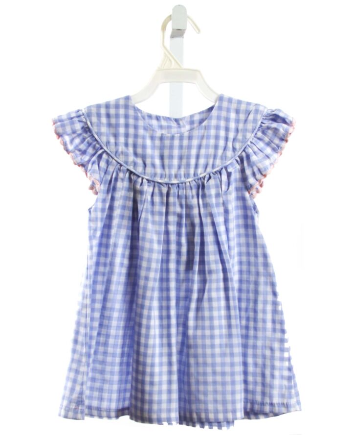 SOUTHERN SUNSHINE KIDS  BLUE  GINGHAM  SLEEVELESS SHIRT WITH RIC RAC