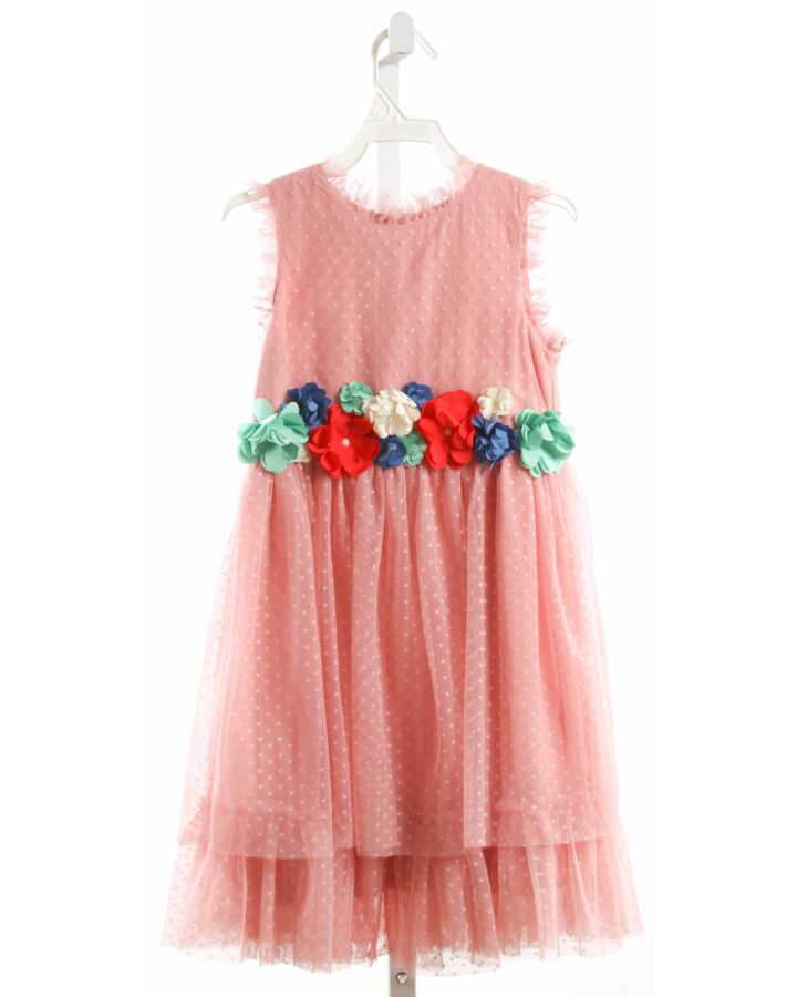 MINI BODEN  PINK TULLE FLORAL APPLIQUED PARTY DRESS