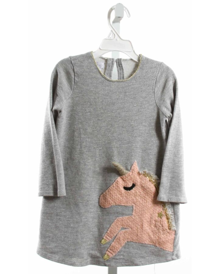 MUD PIE  GRAY   APPLIQUED KNIT DRESS